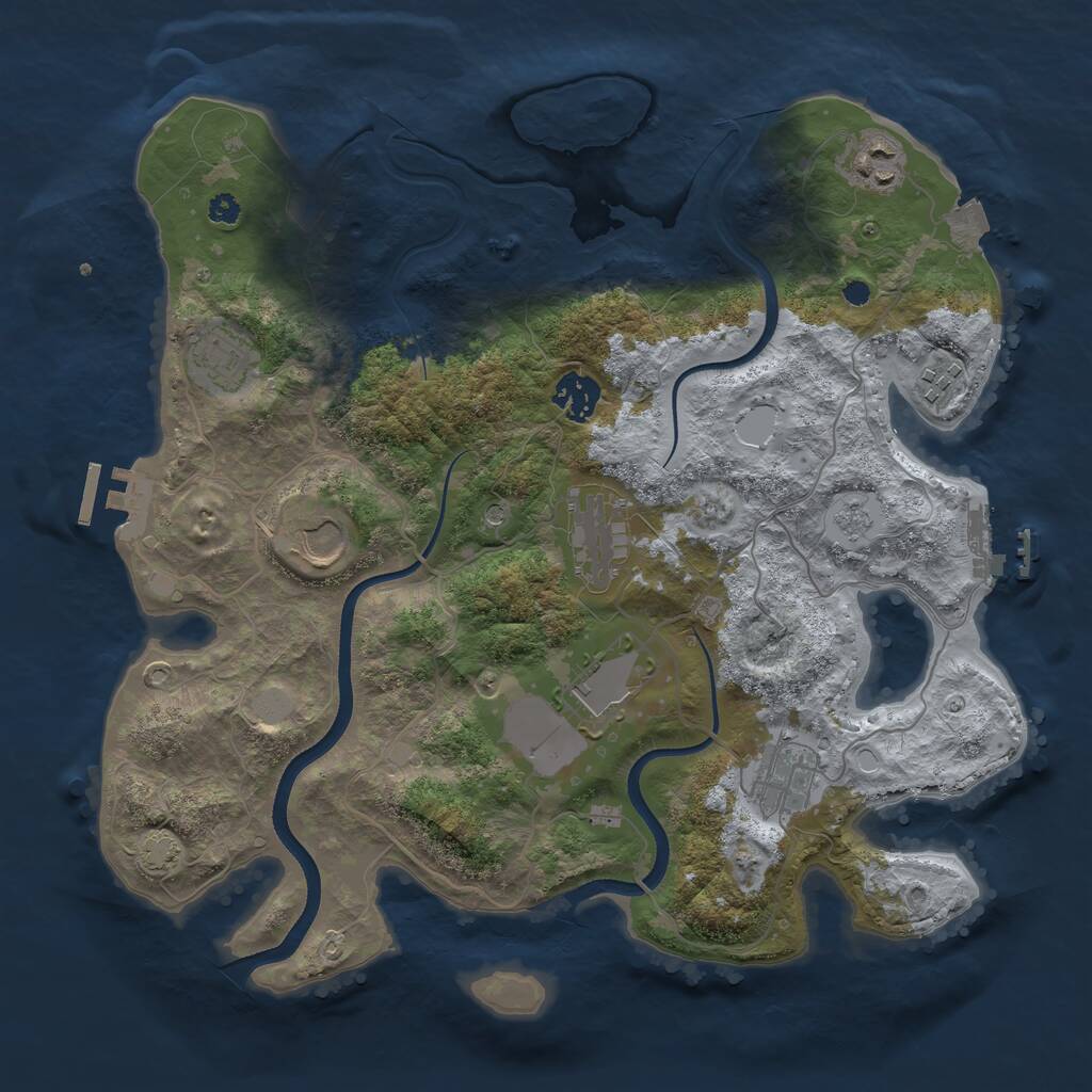 Rust Map: Procedural Map, Size: 3500, Seed: 523693520, 14 Monuments