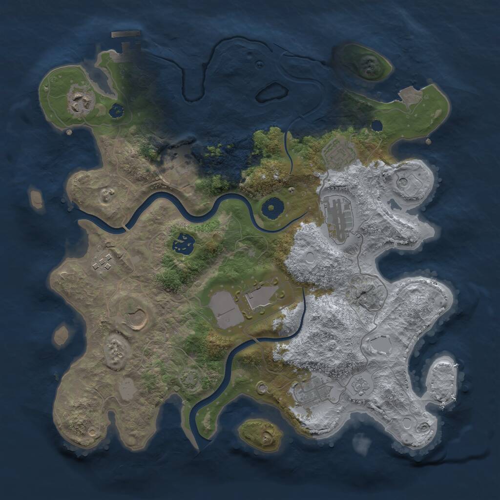 Rust Map: Procedural Map, Size: 3500, Seed: 608905716, 14 Monuments