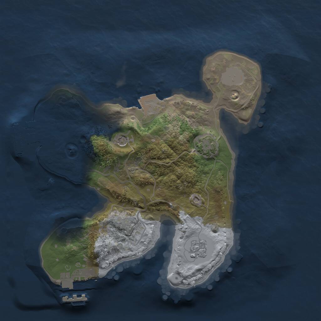 Rust Map: Procedural Map, Size: 2000, Seed: 1042316722, 6 Monuments
