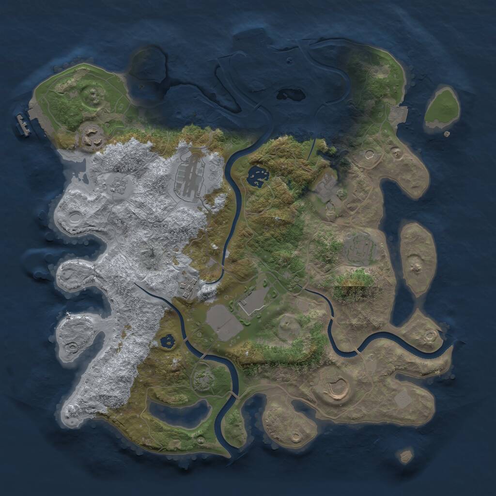 Rust Map: Procedural Map, Size: 3500, Seed: 331547986, 14 Monuments