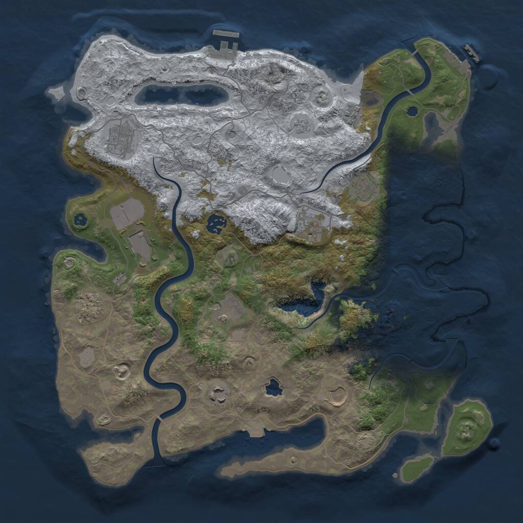 Rust Map: Procedural Map, Size: 4000, Seed: 23107, 16 Monuments