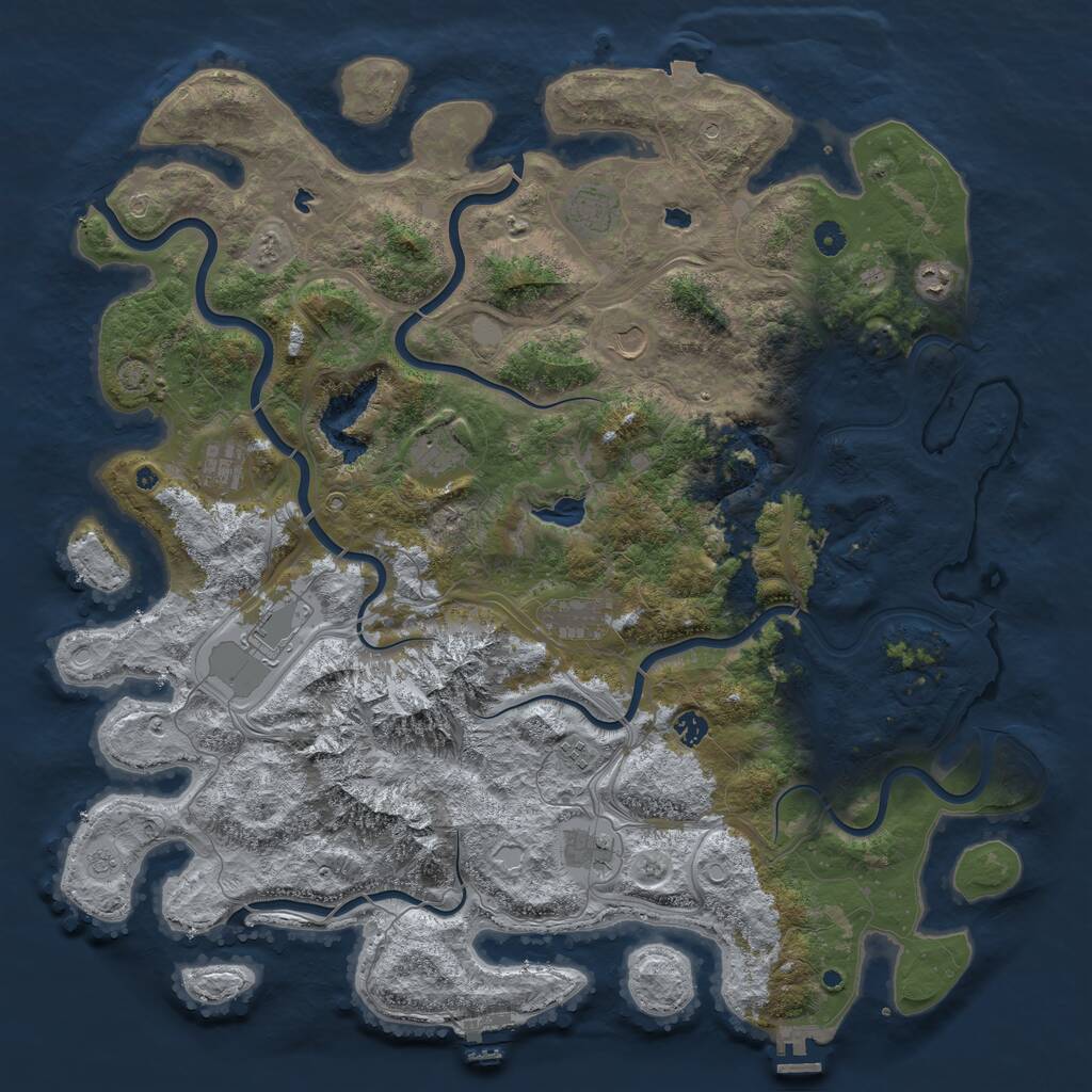 Rust Map: Procedural Map, Size: 5000, Seed: 900462828, 16 Monuments