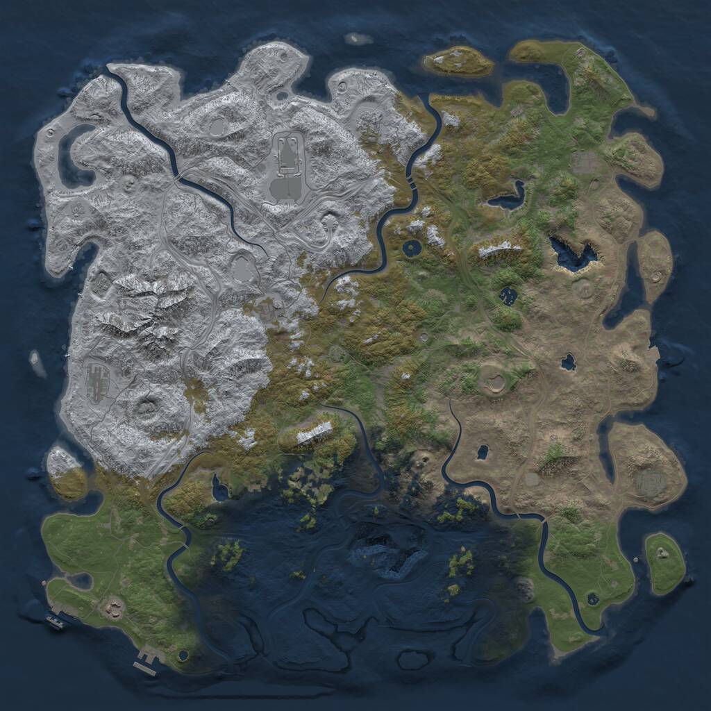 Rust Map: Procedural Map, Size: 6000, Seed: 8765954, 17 Monuments