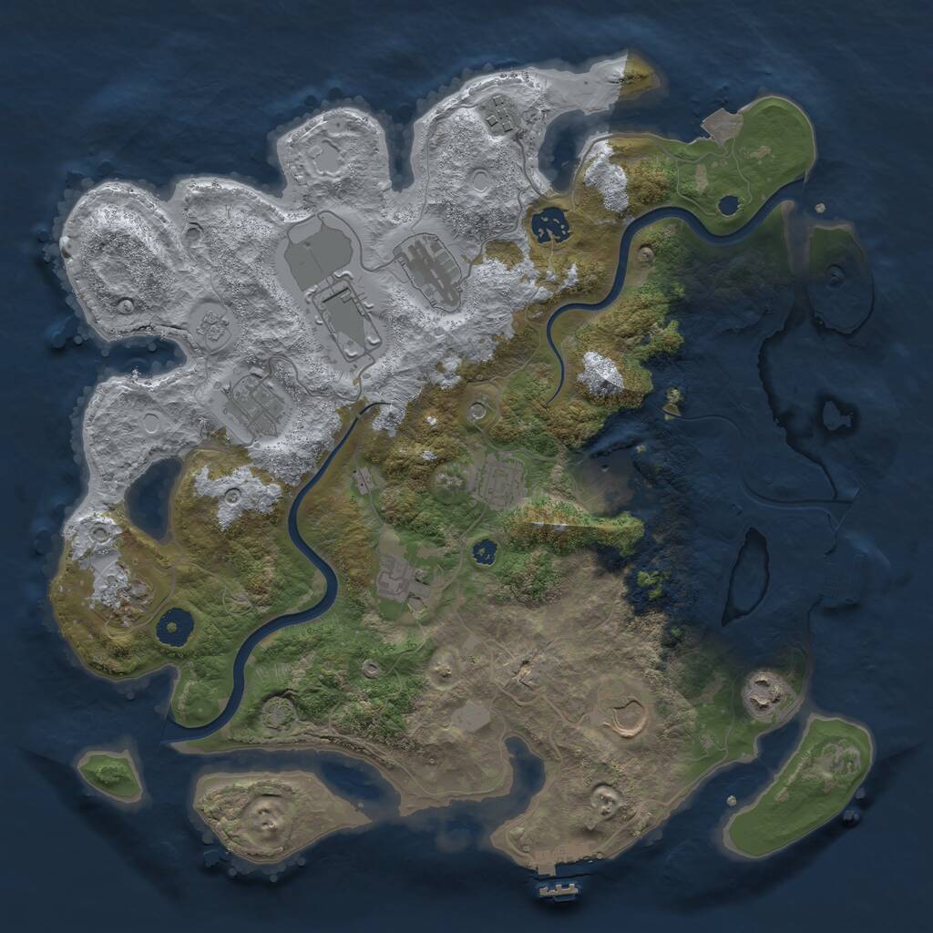 Rust Map: Procedural Map, Size: 3750, Seed: 546903890, 17 Monuments