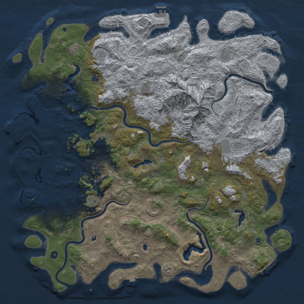 Rust Map: Procedural Map, Size: 6000, Seed: 1116529182, 17 Monuments