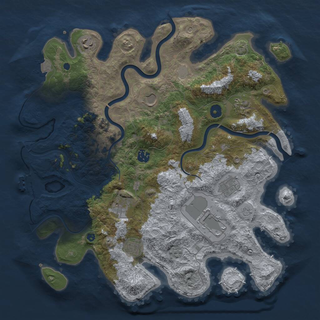 Rust Map: Procedural Map, Size: 3800, Seed: 6543675, 14 Monuments