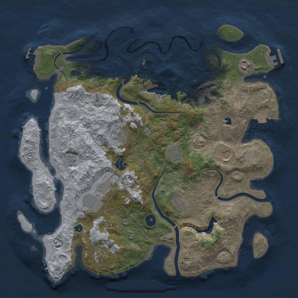 Rust Map: Procedural Map, Size: 4000, Seed: 17307231, 16 Monuments
