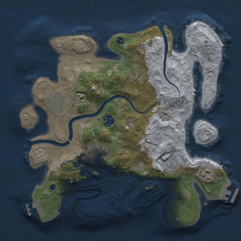 Rust Map: Procedural Map, Size: 3180, Seed: 287825136, 13 Monuments
