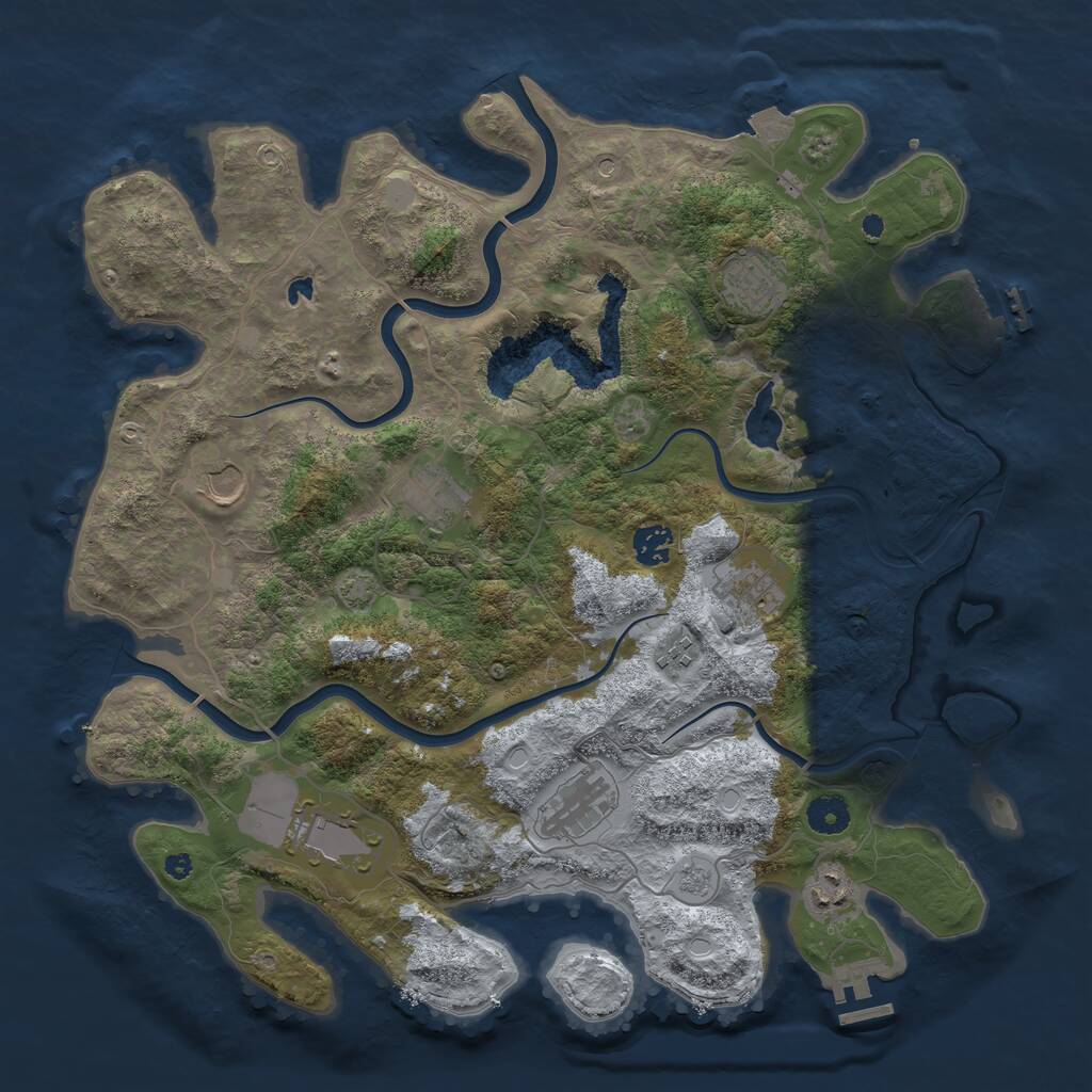 Rust Map: Procedural Map, Size: 4000, Seed: 1688616793, 15 Monuments