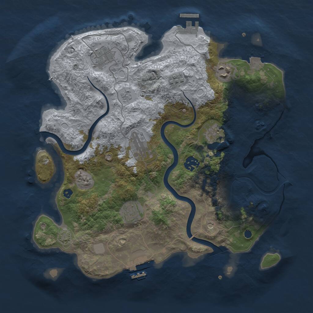 Rust Map: Procedural Map, Size: 3300, Seed: 663386830, 13 Monuments