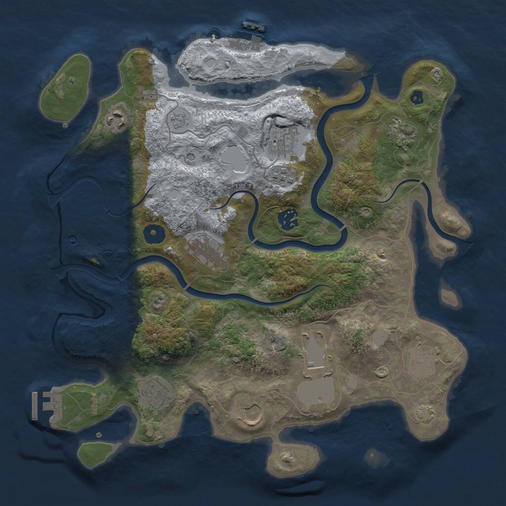 Rust Map: Procedural Map, Size: 3600, Seed: 1495503223, 16 Monuments