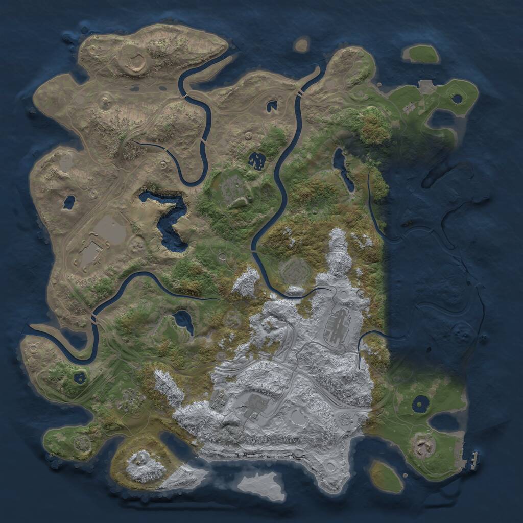 Rust Map: Procedural Map, Size: 4500, Seed: 778899, 16 Monuments