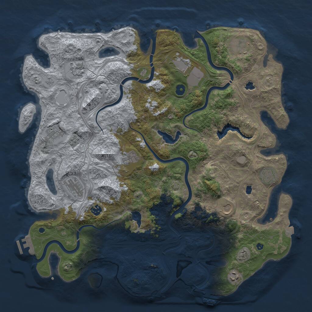 Rust Map: Procedural Map, Size: 4500, Seed: 133443099, 17 Monuments
