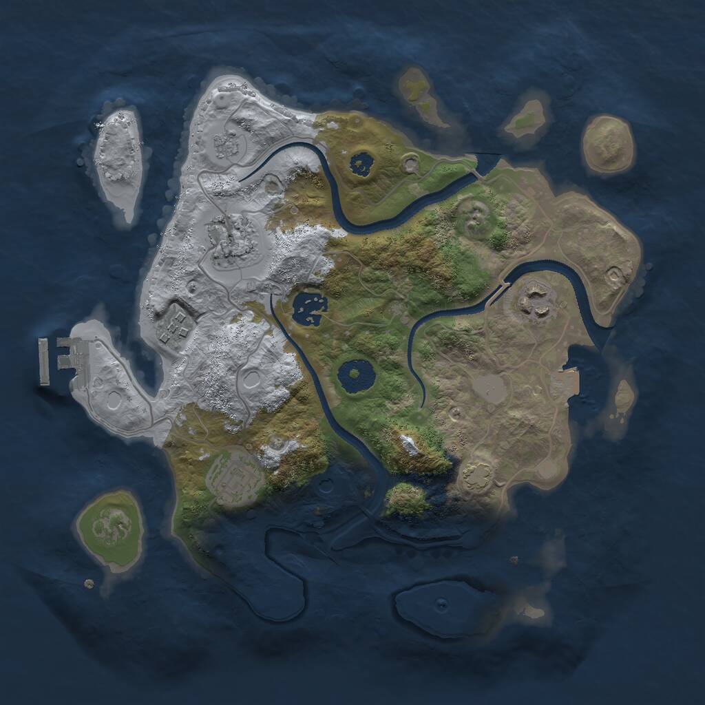 Rust Map: Procedural Map, Size: 3000, Seed: 1039044073, 10 Monuments