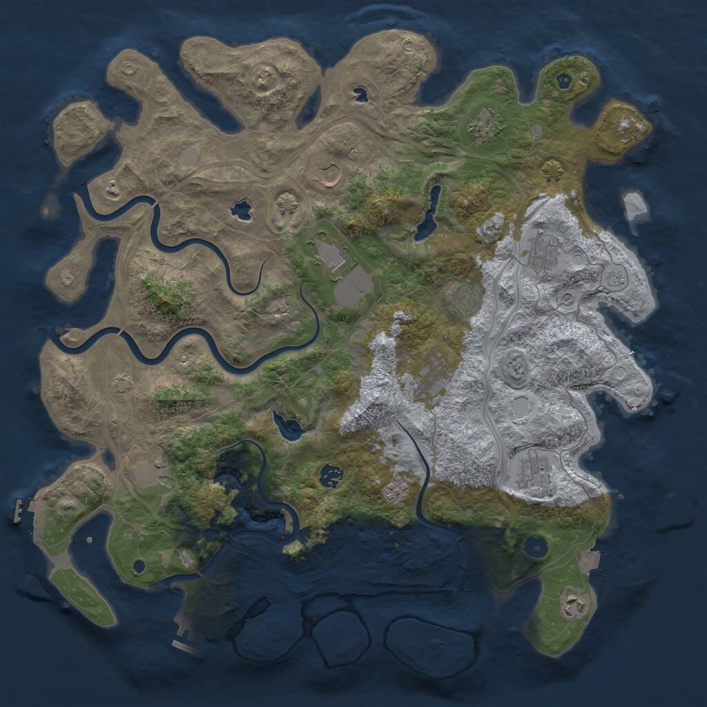 Rust Map: Procedural Map, Size: 4600, Seed: 1177398794, 17 Monuments