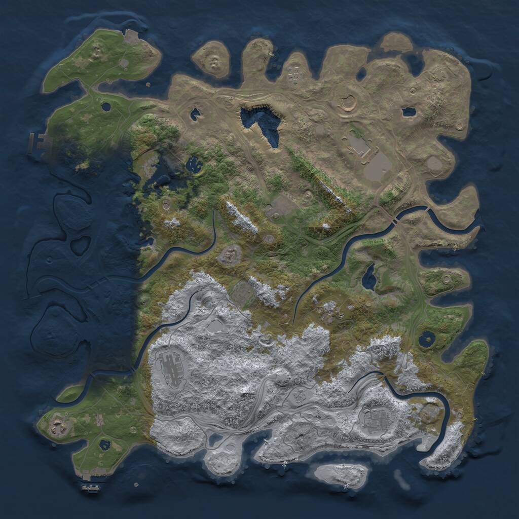 Rust Map: Procedural Map, Size: 4750, Seed: 606202512, 17 Monuments