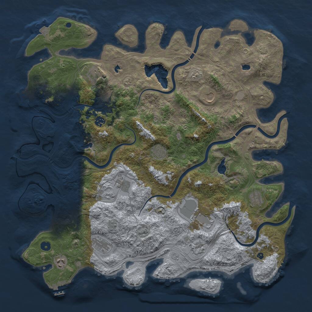 Rust Map: Procedural Map, Size: 4750, Seed: 606202512, 17 Monuments
