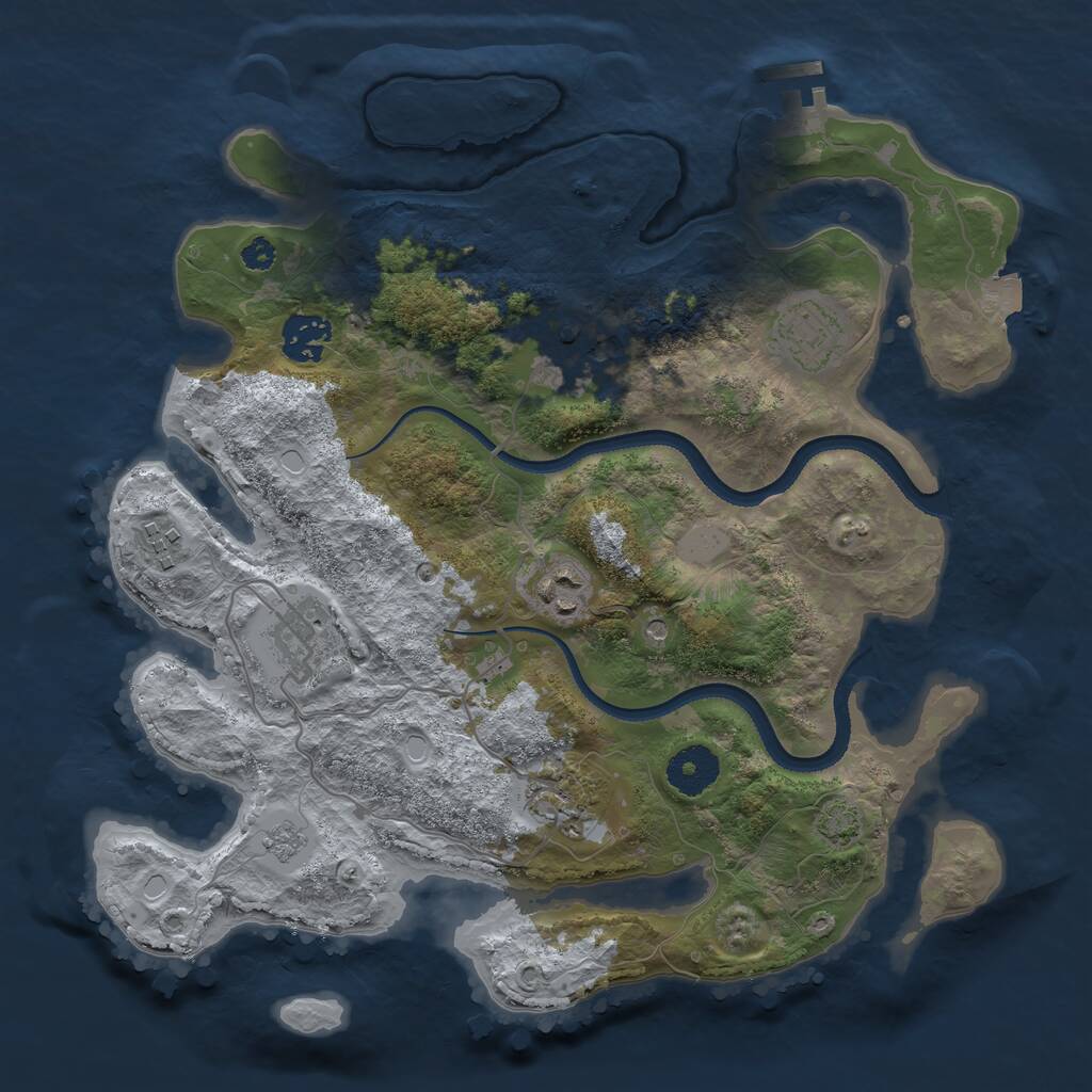 Rust Map: Procedural Map, Size: 3300, Seed: 1159469559, 12 Monuments