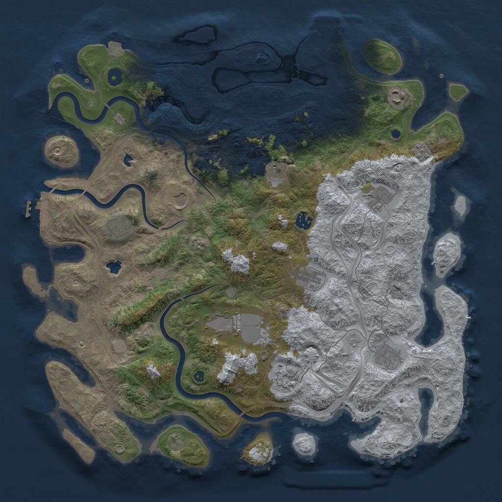 Rust Map: Procedural Map, Size: 4500, Seed: 45753, 17 Monuments