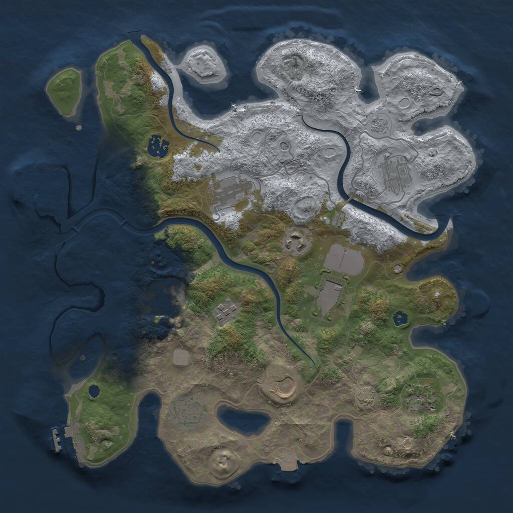 Rust Map: Procedural Map, Size: 3500, Seed: 1629101043, 16 Monuments