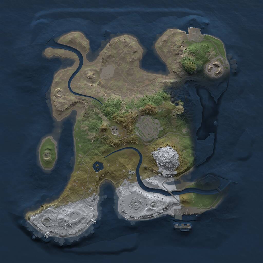 Rust Map: Procedural Map, Size: 2500, Seed: 33008, 6 Monuments