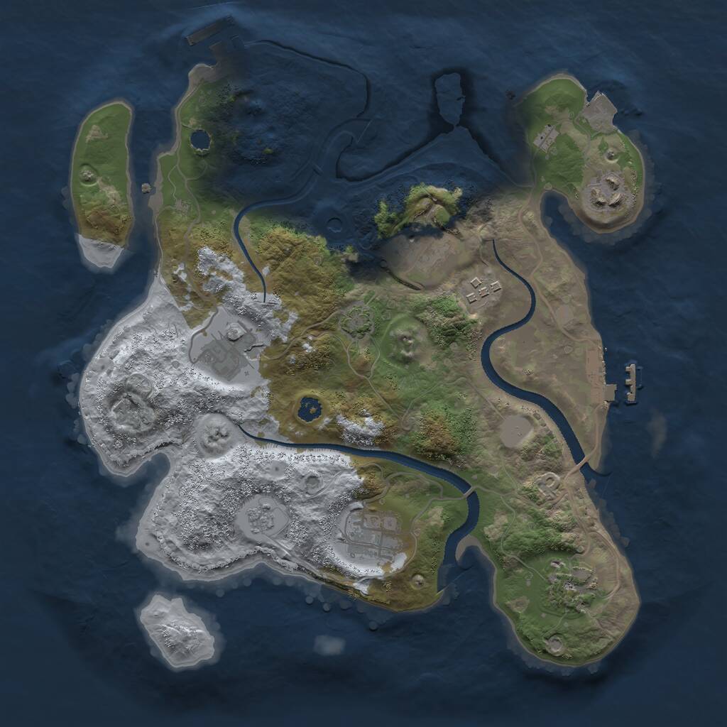 Rust Map: Procedural Map, Size: 3000, Seed: 1974828113, 12 Monuments
