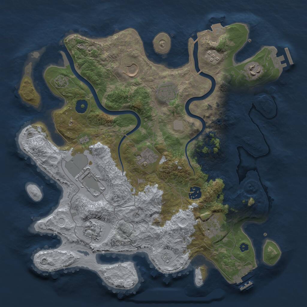 Rust Map: Procedural Map, Size: 3500, Seed: 1974036995, 15 Monuments