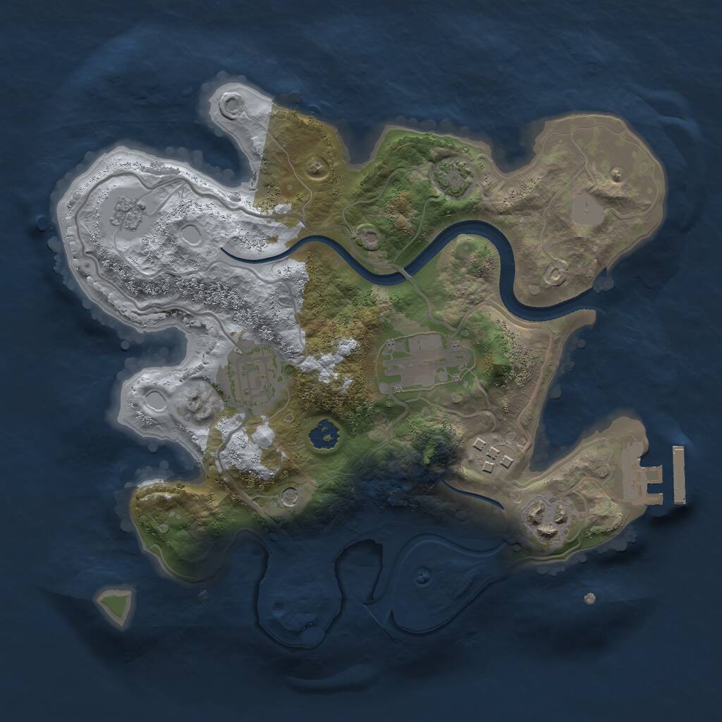 Rust Map: Procedural Map, Size: 2500, Seed: 54638, 9 Monuments