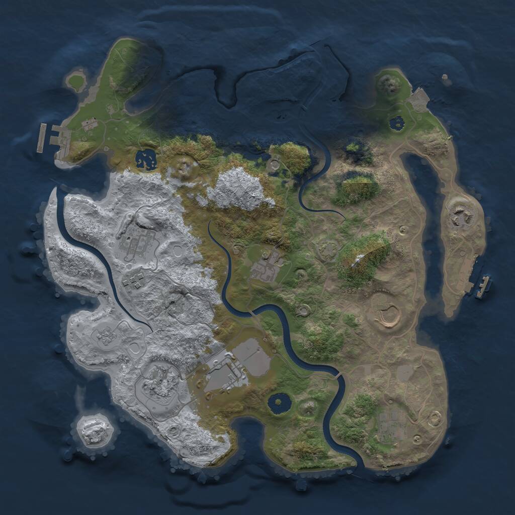 Rust Map: Procedural Map, Size: 3500, Seed: 1623566937, 15 Monuments
