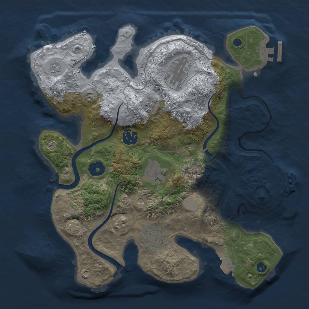 Rust Map: Procedural Map, Size: 3000, Seed: 48391, 11 Monuments