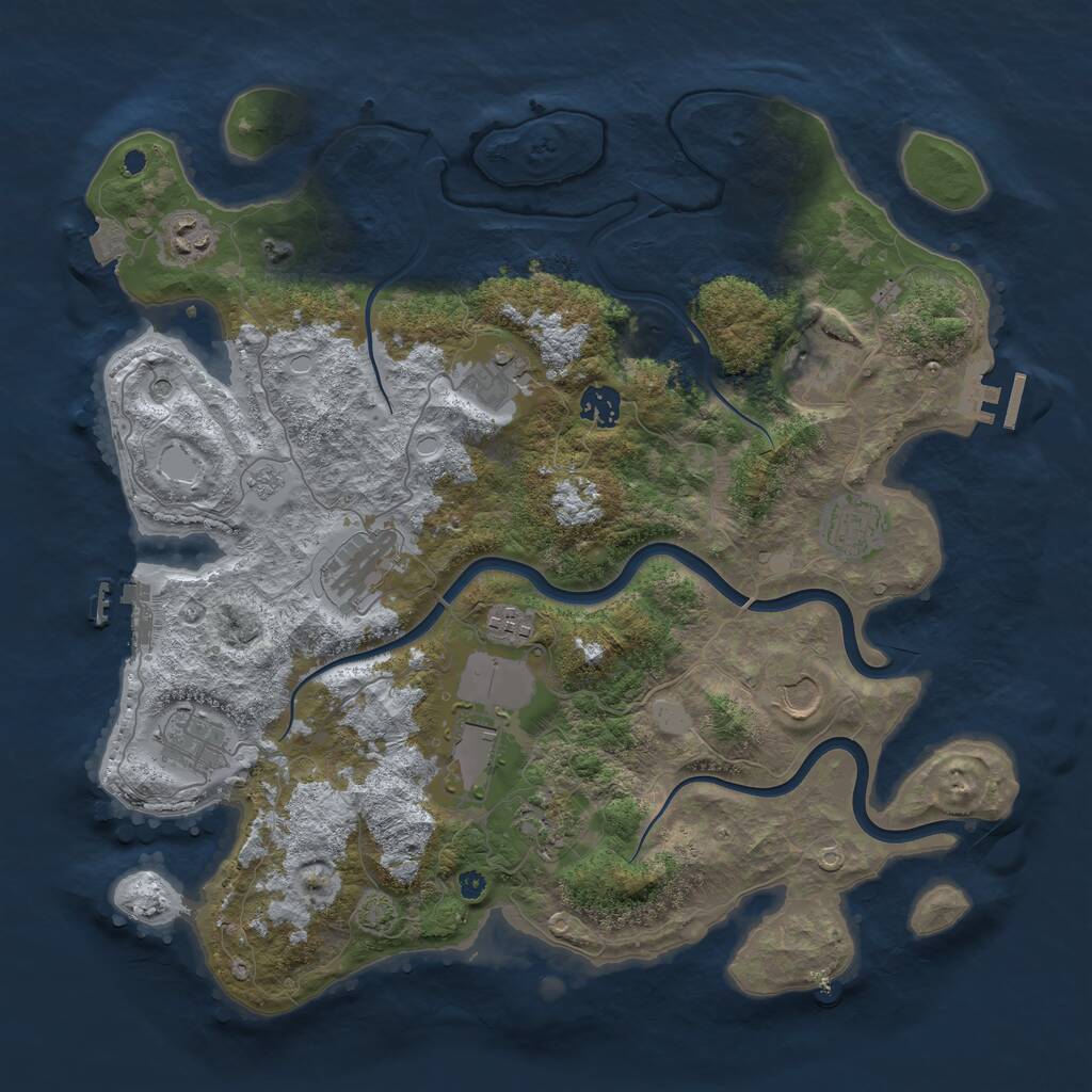 Rust Map: Procedural Map, Size: 3900, Seed: 352165132, 17 Monuments