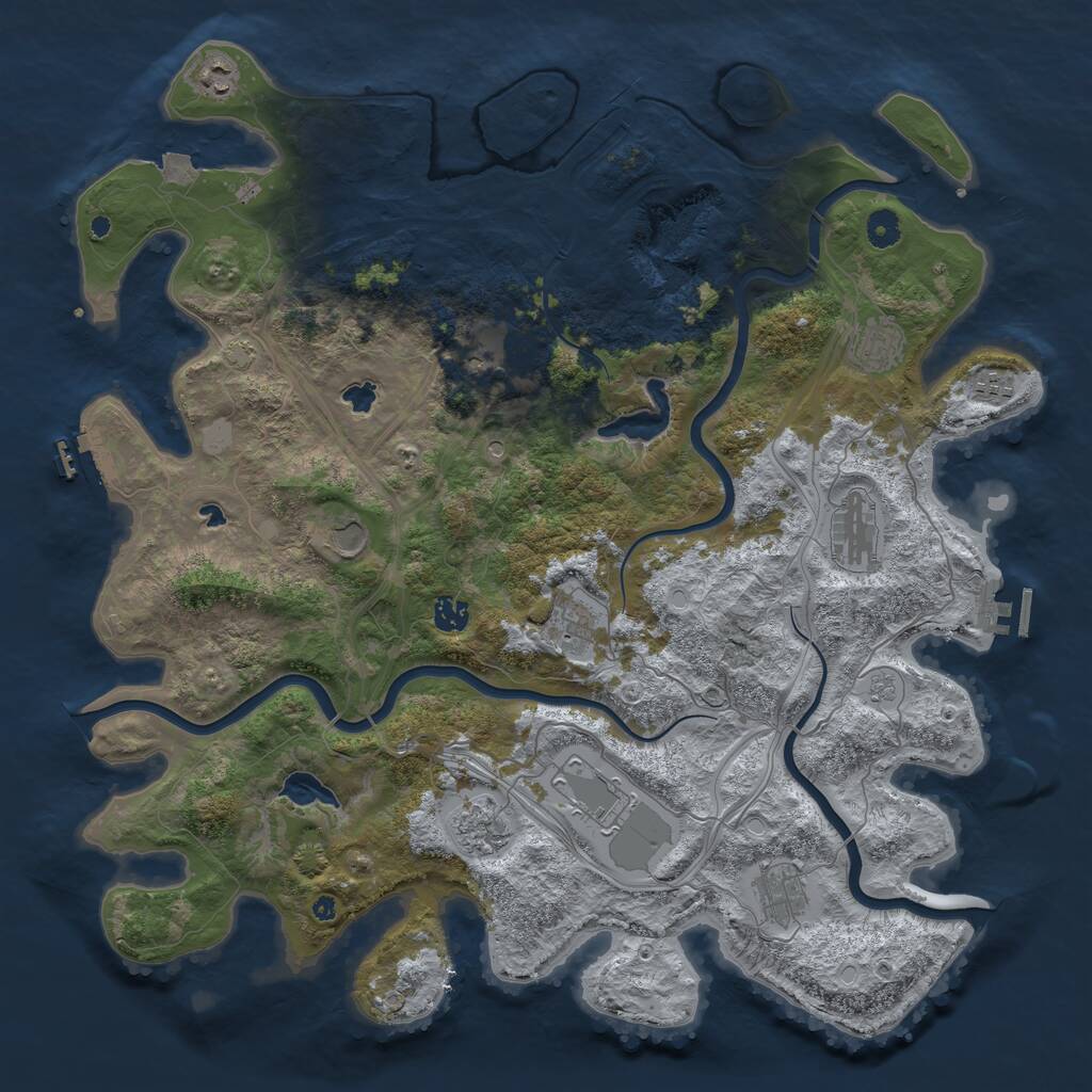 Rust Map: Procedural Map, Size: 4500, Seed: 851736422, 17 Monuments