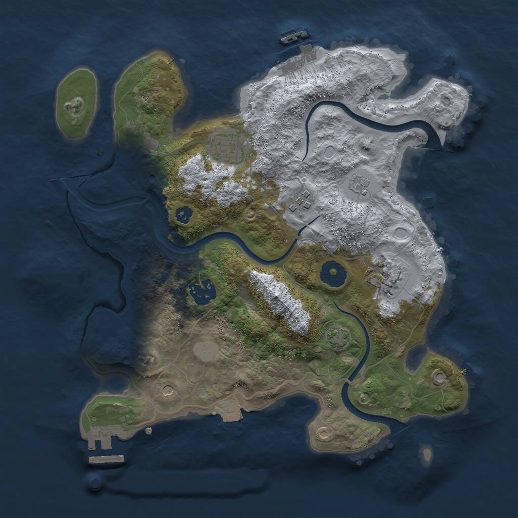 Rust Map: Procedural Map, Size: 3000, Seed: 2132403981, 10 Monuments