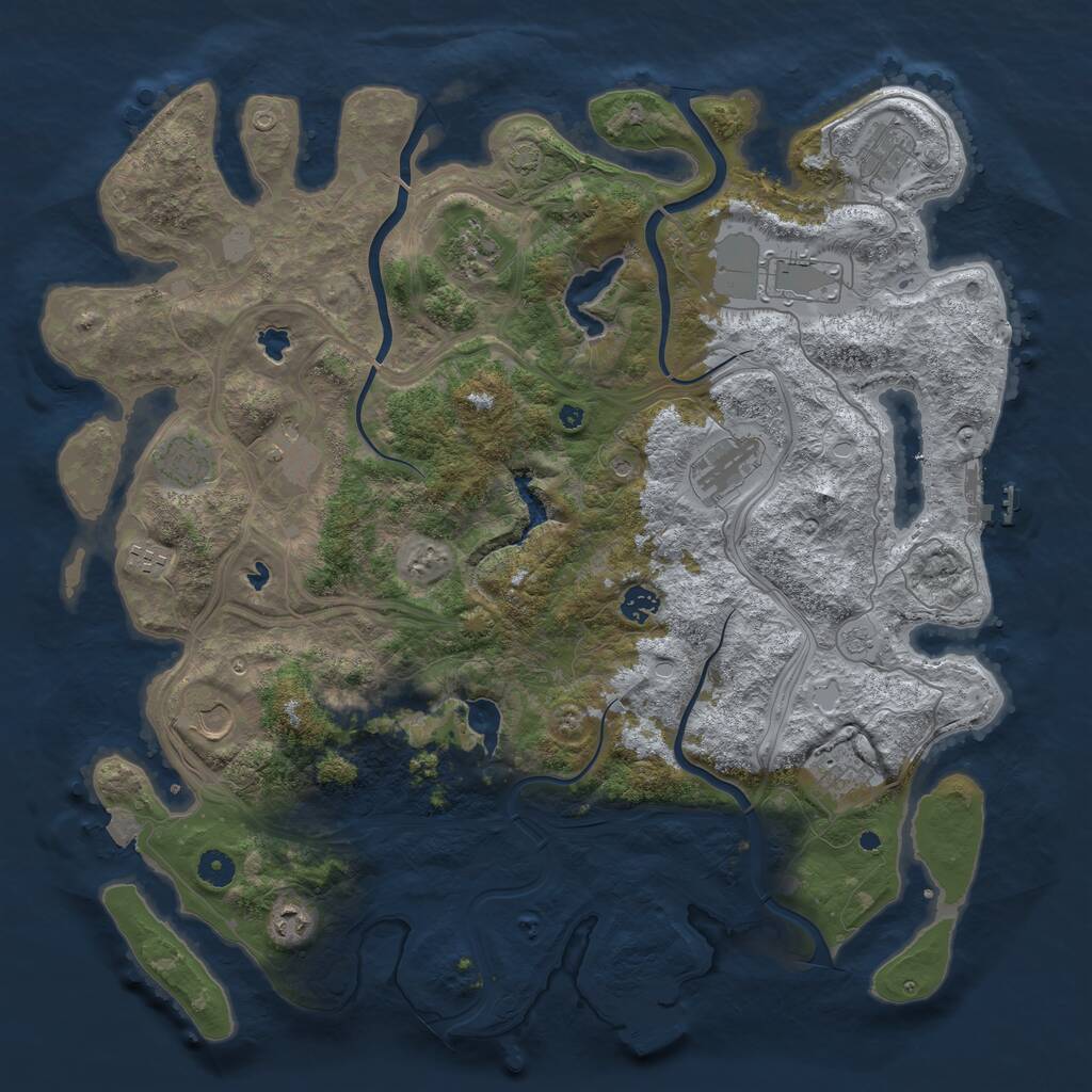 Rust Map: Procedural Map, Size: 4500, Seed: 370119141, 17 Monuments