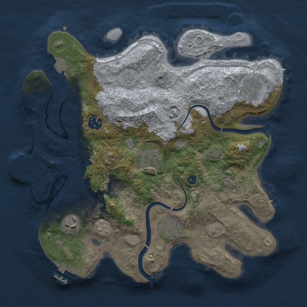 Rust Map: Procedural Map, Size: 3250, Seed: 576380343, 13 Monuments