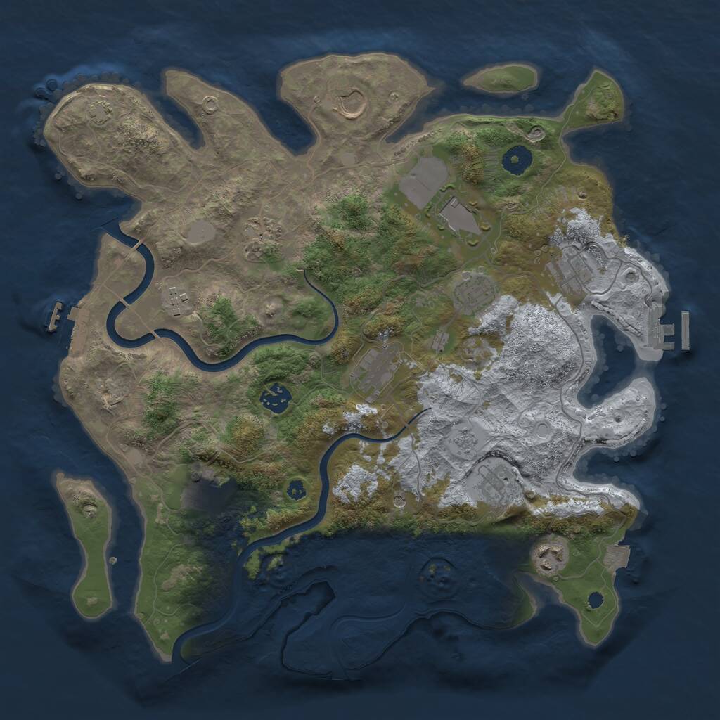 Rust Map: Procedural Map, Size: 3750, Seed: 1082224328, 17 Monuments