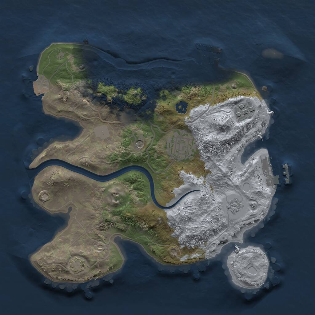 Rust Map: Procedural Map, Size: 2500, Seed: 788109792, 8 Monuments
