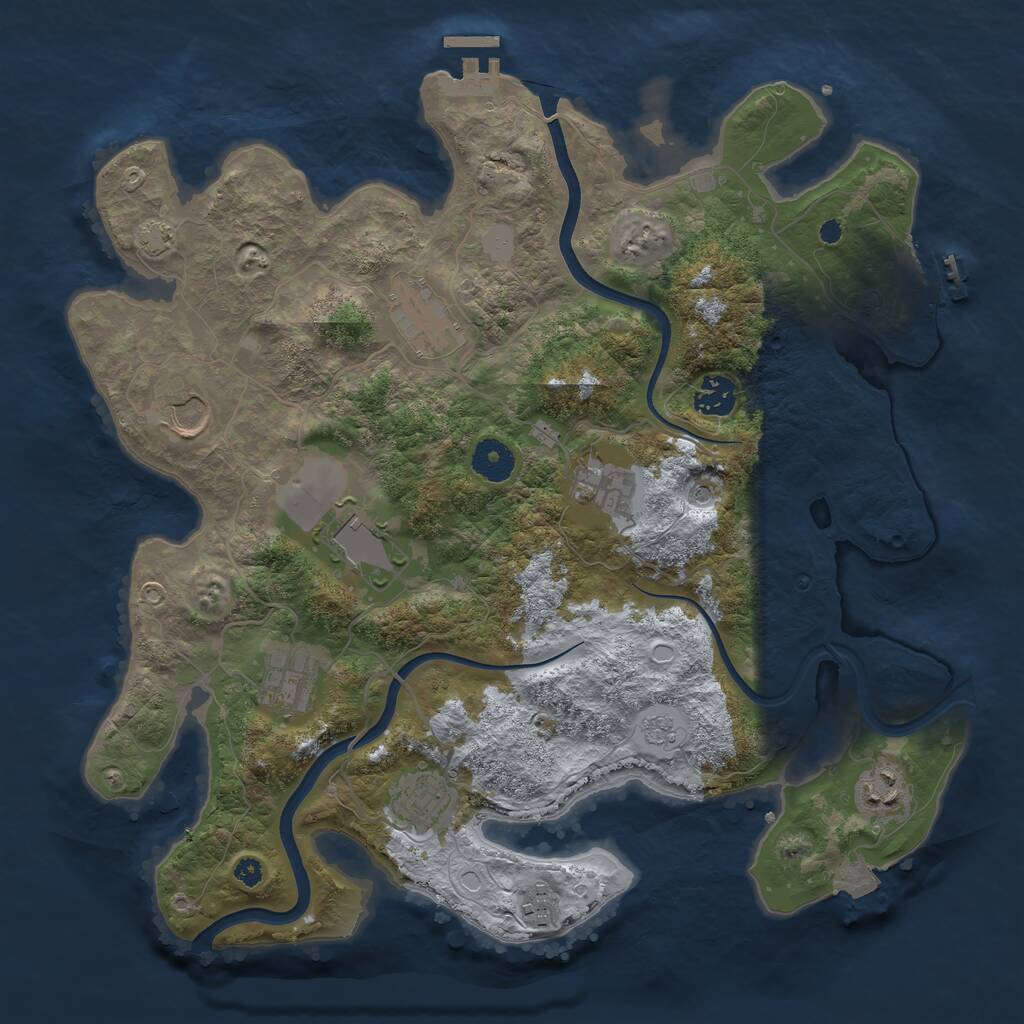Rust Map: Procedural Map, Size: 3700, Seed: 1551868142, 15 Monuments