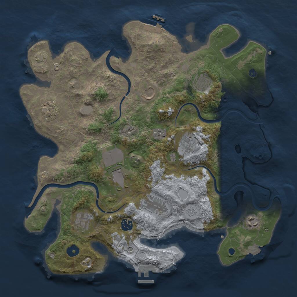 Rust Map: Procedural Map, Size: 3700, Seed: 1551868142, 16 Monuments