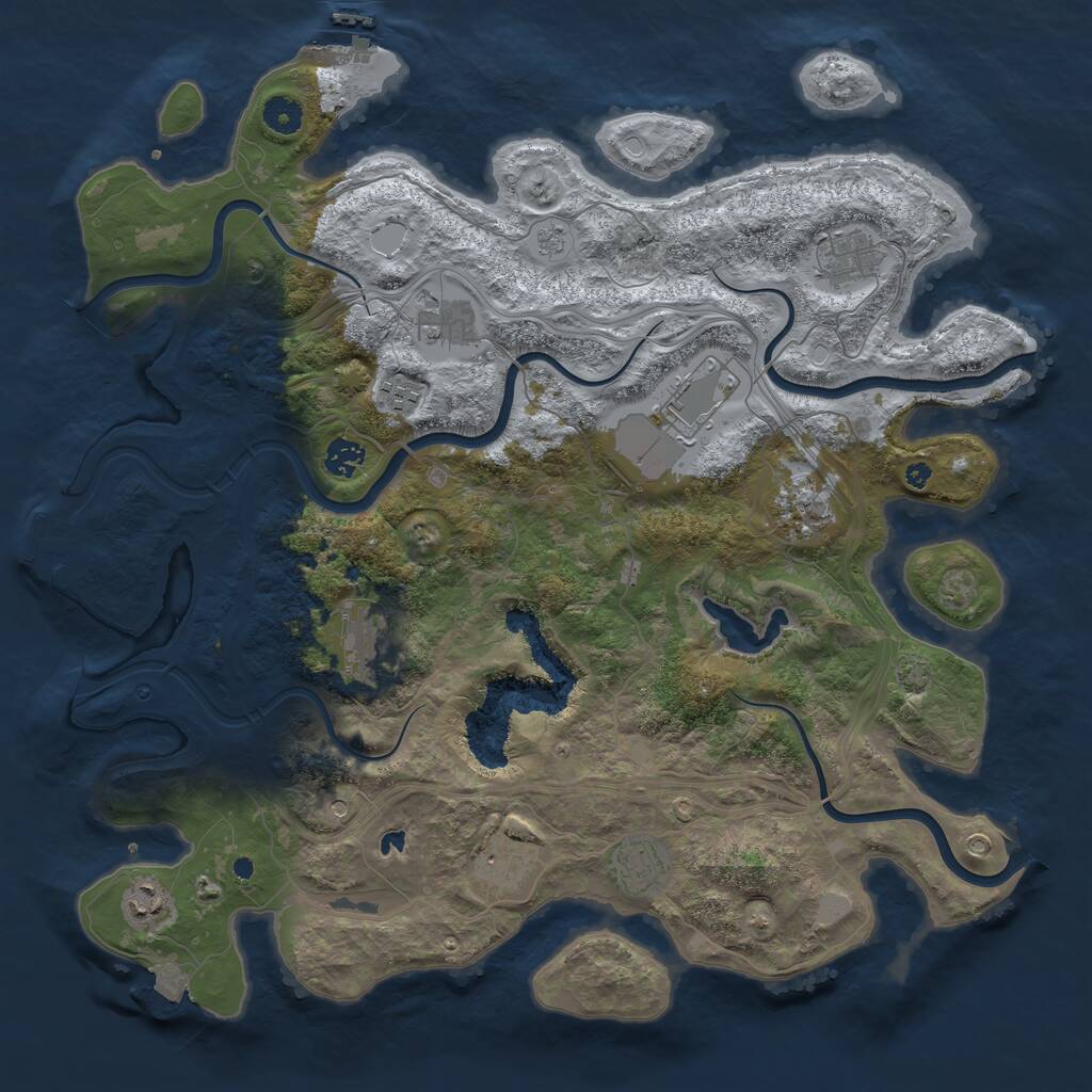 Rust Map: Procedural Map, Size: 4250, Seed: 1829561577, 16 Monuments