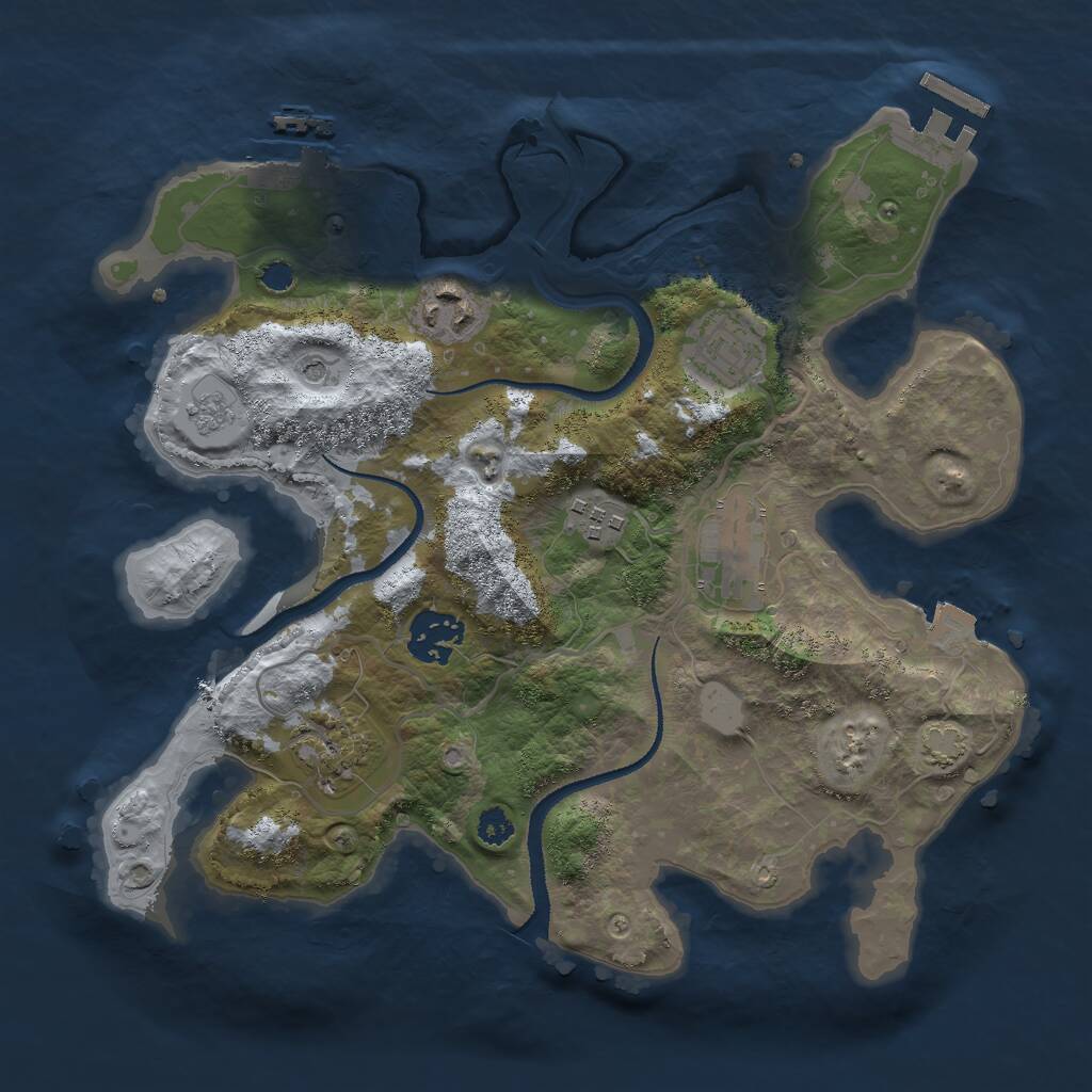 Rust Map: Procedural Map, Size: 3000, Seed: 32134, 12 Monuments