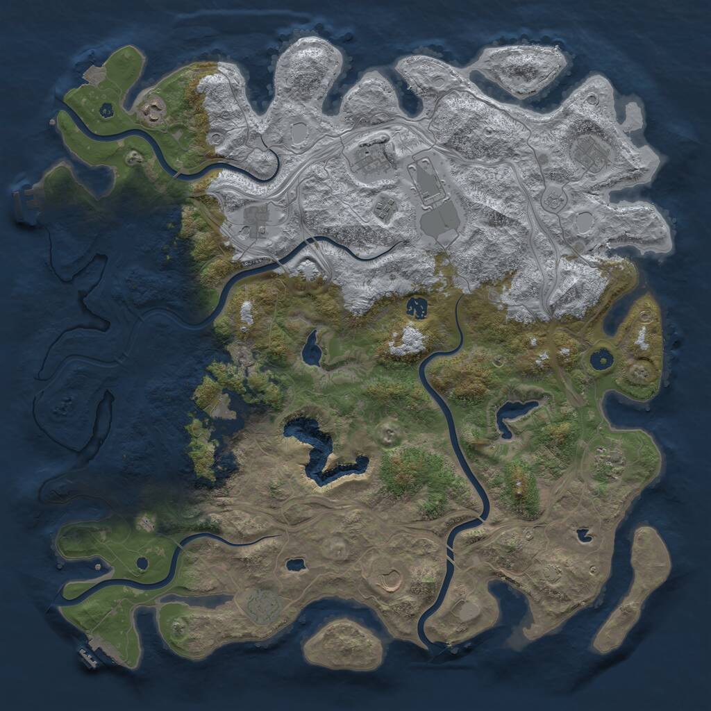 Rust Map: Procedural Map, Size: 4851, Seed: 1829561577, 17 Monuments