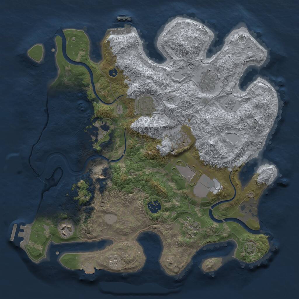 Rust Map: Procedural Map, Size: 3500, Seed: 1546284667, 15 Monuments