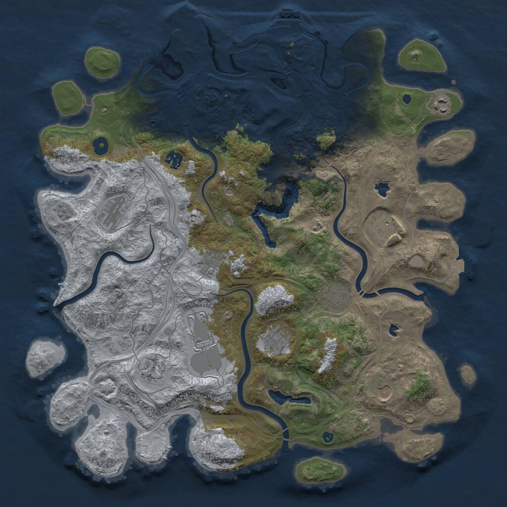 Rust Map: Procedural Map, Size: 4500, Seed: 747710427, 17 Monuments