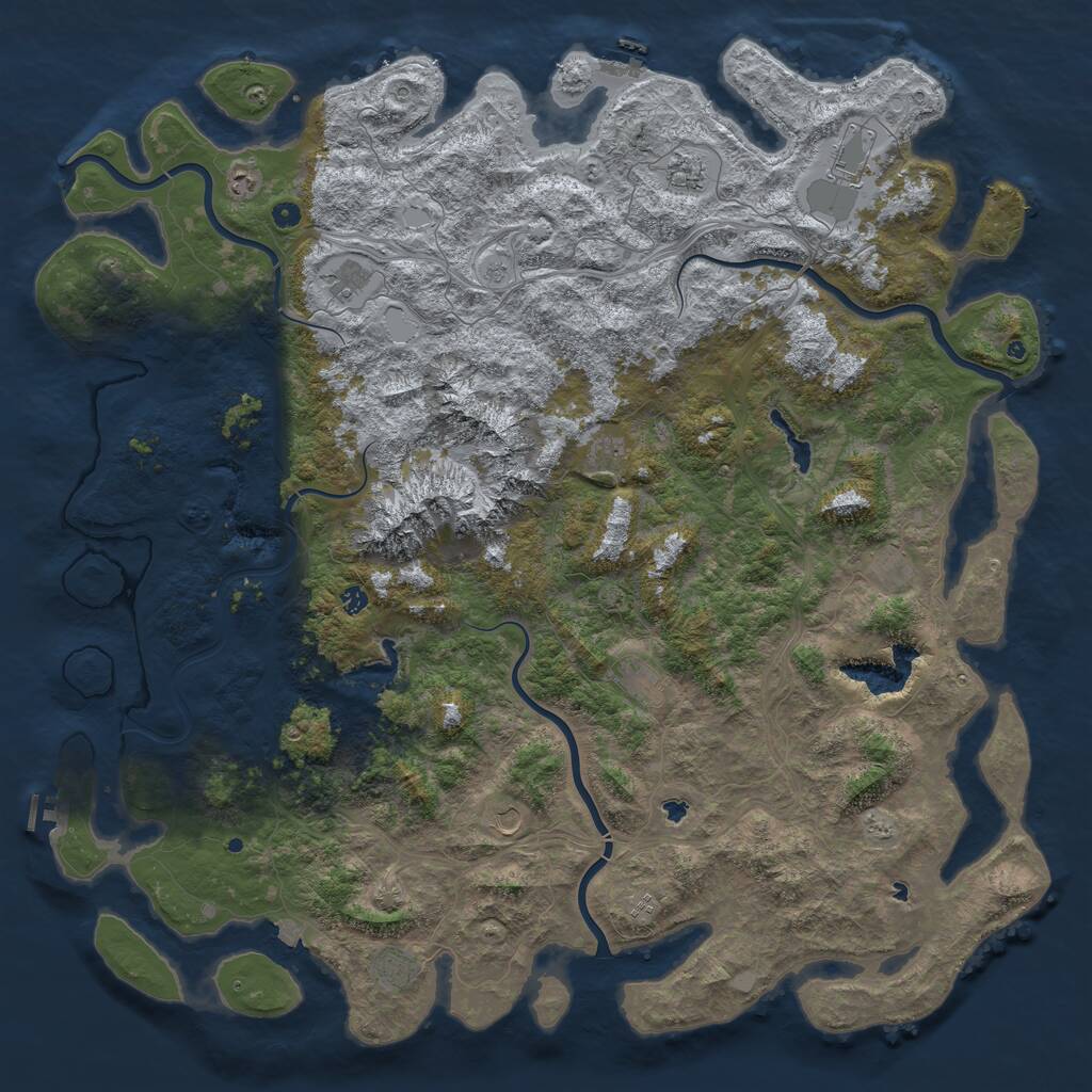 Rust Map: Procedural Map, Size: 6000, Seed: 1640762962, 17 Monuments