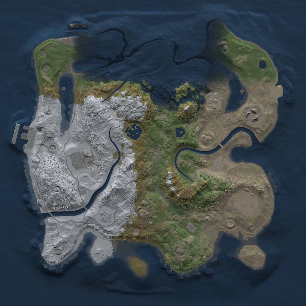 Rust Map: Procedural Map, Size: 3000, Seed: 950347771, 12 Monuments