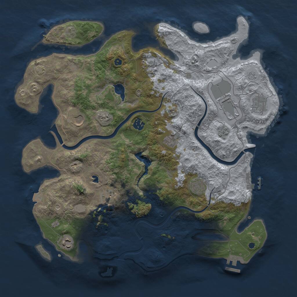 Rust Map: Procedural Map, Size: 4000, Seed: 73995635, 16 Monuments