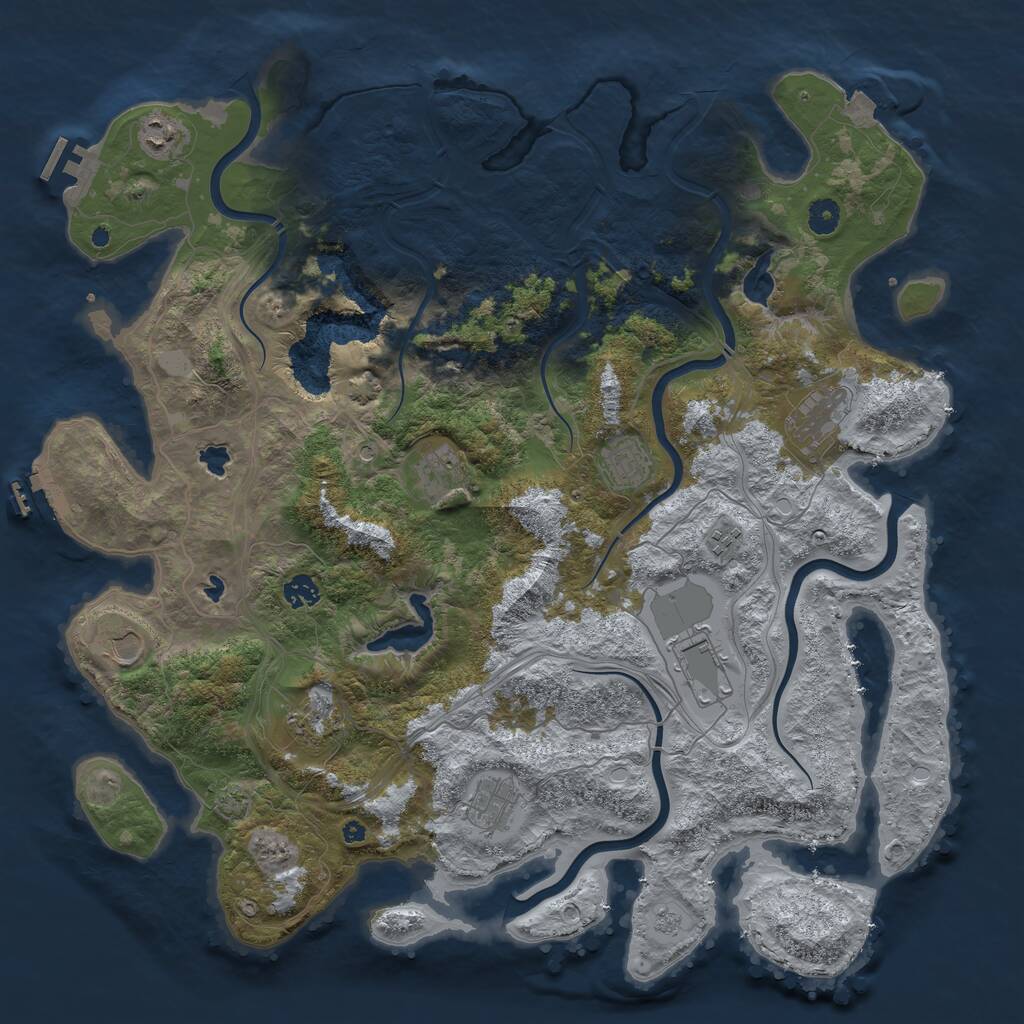 Rust Map: Procedural Map, Size: 4500, Seed: 1520208682, 16 Monuments