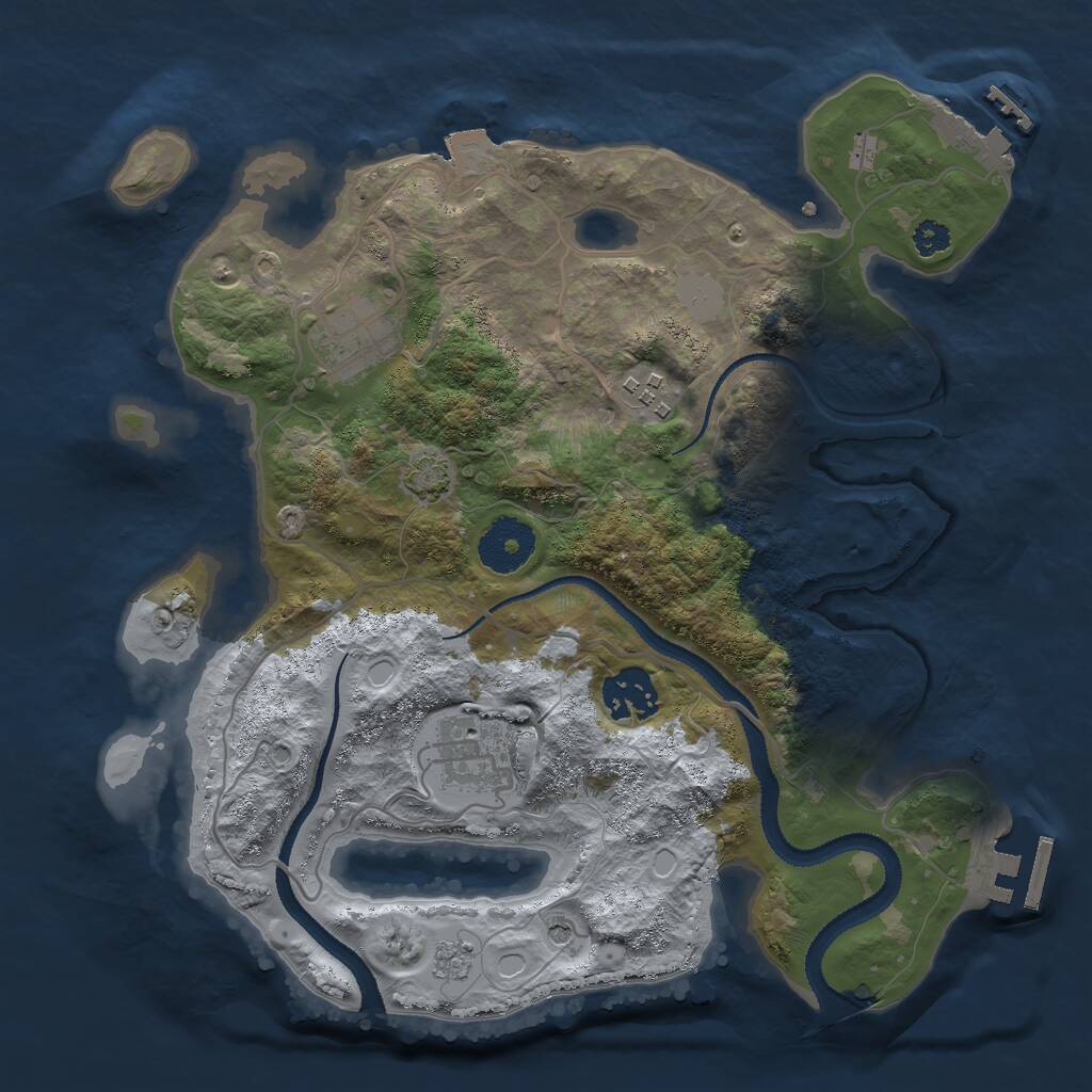 Rust Map: Procedural Map, Size: 3000, Seed: 902345, 10 Monuments