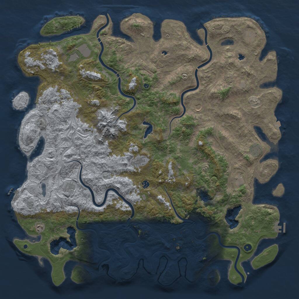 Rust Map: Procedural Map, Size: 6000, Seed: 648256, 17 Monuments
